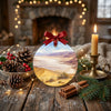 California travel keepsake resting on a rustic holiday table surrounded by seasonal pinecones.