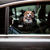 Vibrant Beagle dog sticker applied smoothly onto the side car door of a white vehicle.