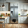 Cute Black Cat vinyl decal decorating the exterior of a kitchen refrigerator.
