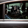 Glossy Black Labrador Retriever decal displayed neatly on a smooth car door exterior.