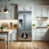 Vibrant Boston Terrier decal brightening up a stainless steel refrigerator