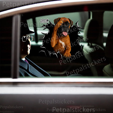 Cute Boxer pet decal accentuating a smooth porcelain toilet tank cover.