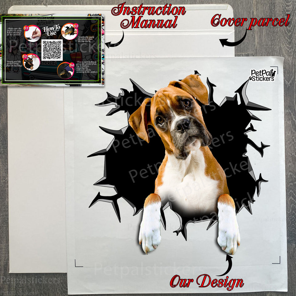 Secure product package showing the transparent Boxer vinyl decal with instructions.