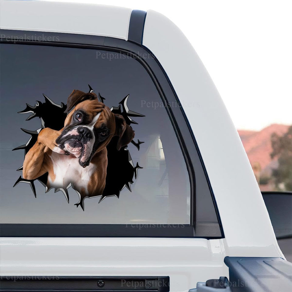 Boxer dog face decal showcasing a standalone product design with vibrant colors.