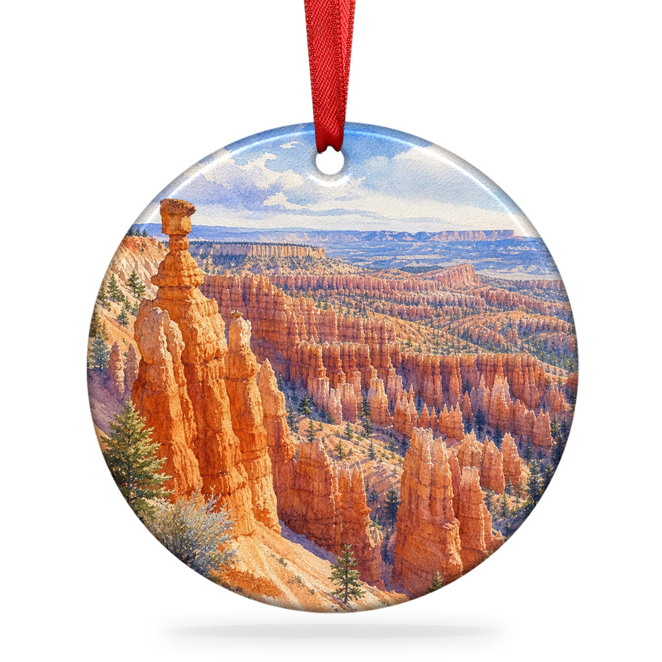 Bryce Canyon souvenir ornament with orange hoodoos shown on a clean white background.