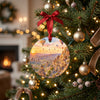 Ceramic Cappadocia holiday ornament hanging gracefully from a lit Christmas tree branch.