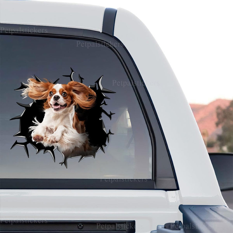 Vibrant Cavalier King Charles Spaniel decal showcased as a standalone product design on a transparent background.