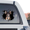 Chihuahua graphic decal artwork showing a cute pup peeking through broken glass on a standalone product design.