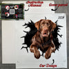 Protective retail package containing the Chocolate Lab vinyl sticker with application guide.