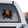 Weatherproof Chocolate Labrador Retriever art sticker applied to the rear window of a truck.