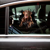 Glossy vinyl Chocolate Labrador Retriever decal applied cleanly on a sleek car door.