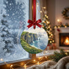 County Clare scenic ornament hanging in front of a frosty winter window in soft natural daylight.
