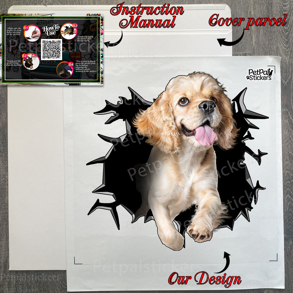 Unboxing the Cocker Spaniel Themed vinyl sticker package with instructions ready to apply.