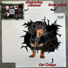 Unboxed Dachshund vinyl decal presented alongside its protective package.