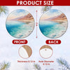Product size chart illustrating the three-inch ceramic ornament dimensions and double-sided print.