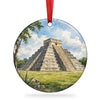 El Castillo Chichén Itzá ceramic ornament centered on a plain white background.