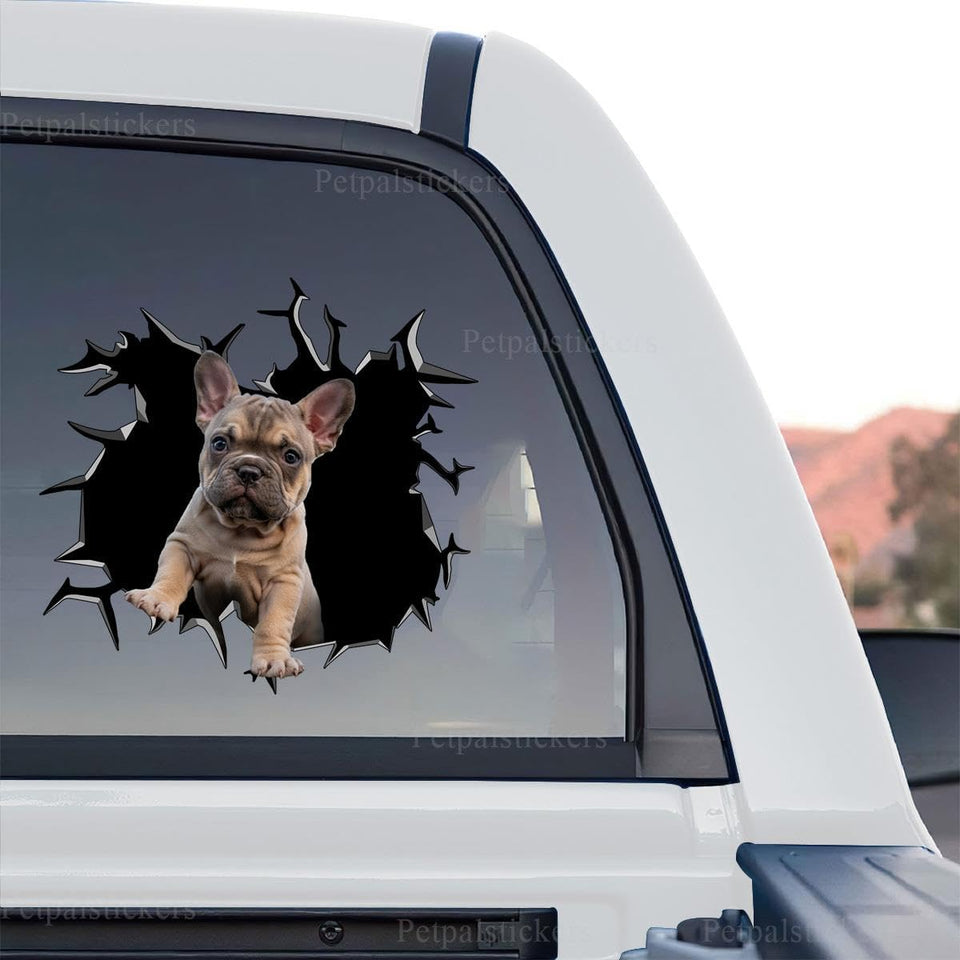 Standalone product design showcasing a cute French Bulldog clear vinyl decal graphic.