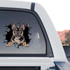 Glossy Frenchie dog sticker applied smoothly to the rear window of a truck.