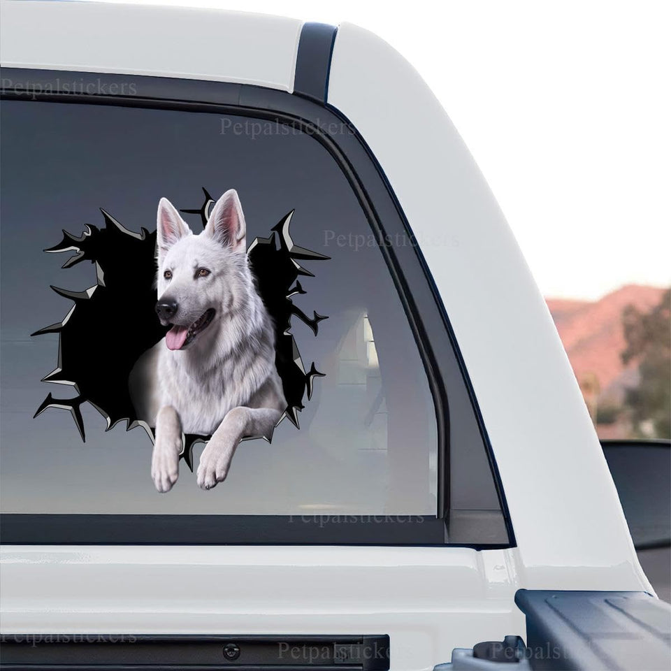 Detailed German Shepherd graphic decal on a clear standalone product design.