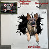 Protective cardboard package containing the German Shepherd vinyl decal with application instructions.