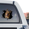 Eye-catching German Shepherd graphics applied to the rear glass of a truck.