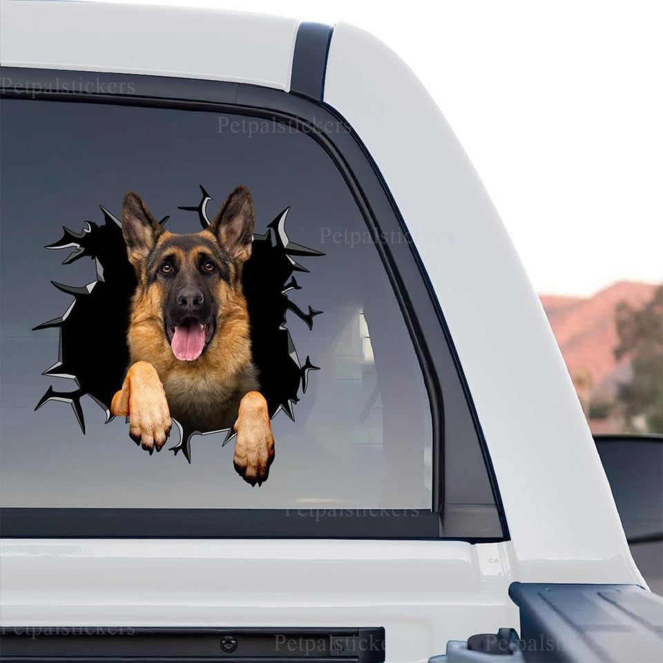 Crisp German Shepherd On Board decal displayed as a standalone product design on clear vinyl.