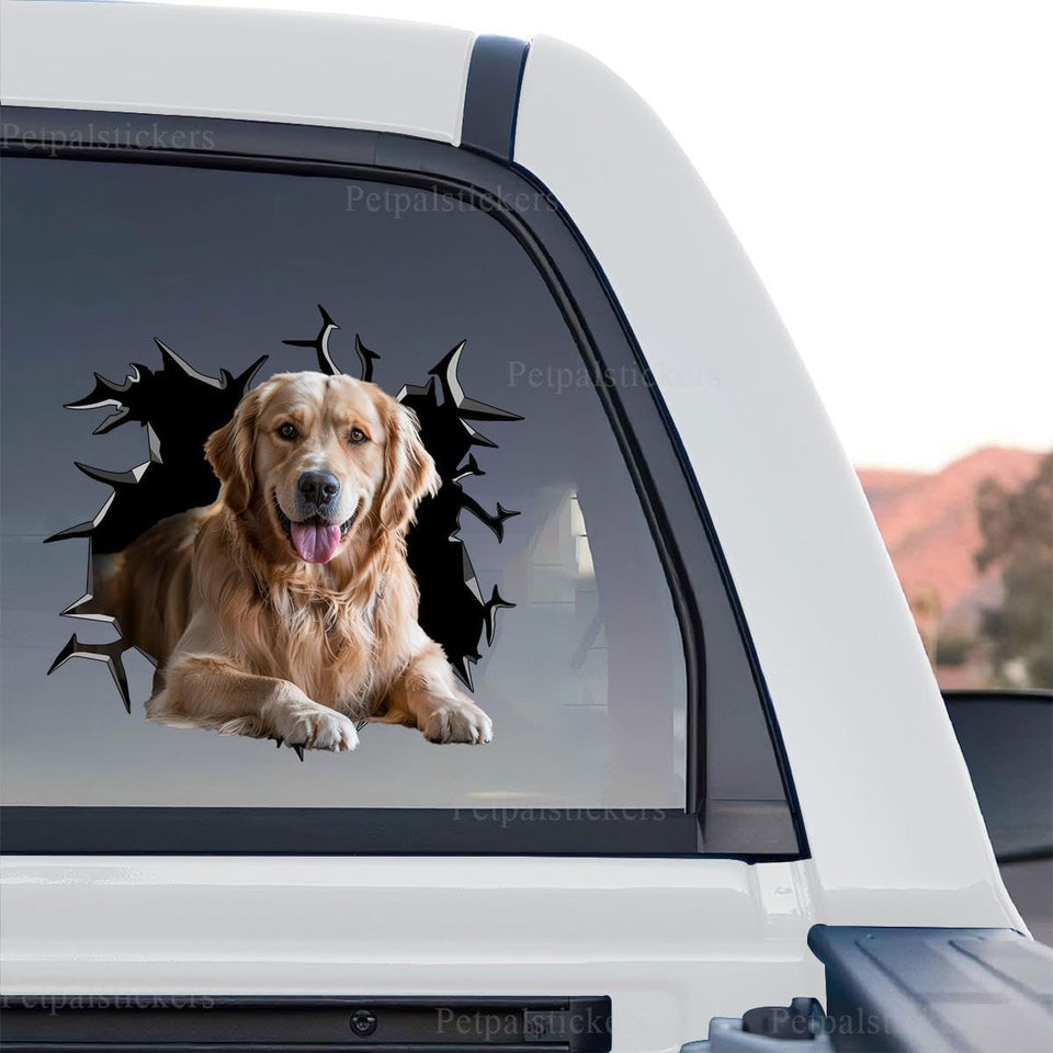 Detailed Golden Retriever decal featuring a vibrant graphic standalone product design.