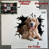 Unopened product package containing the glossy Golden Retriever vinyl decal and instructions.