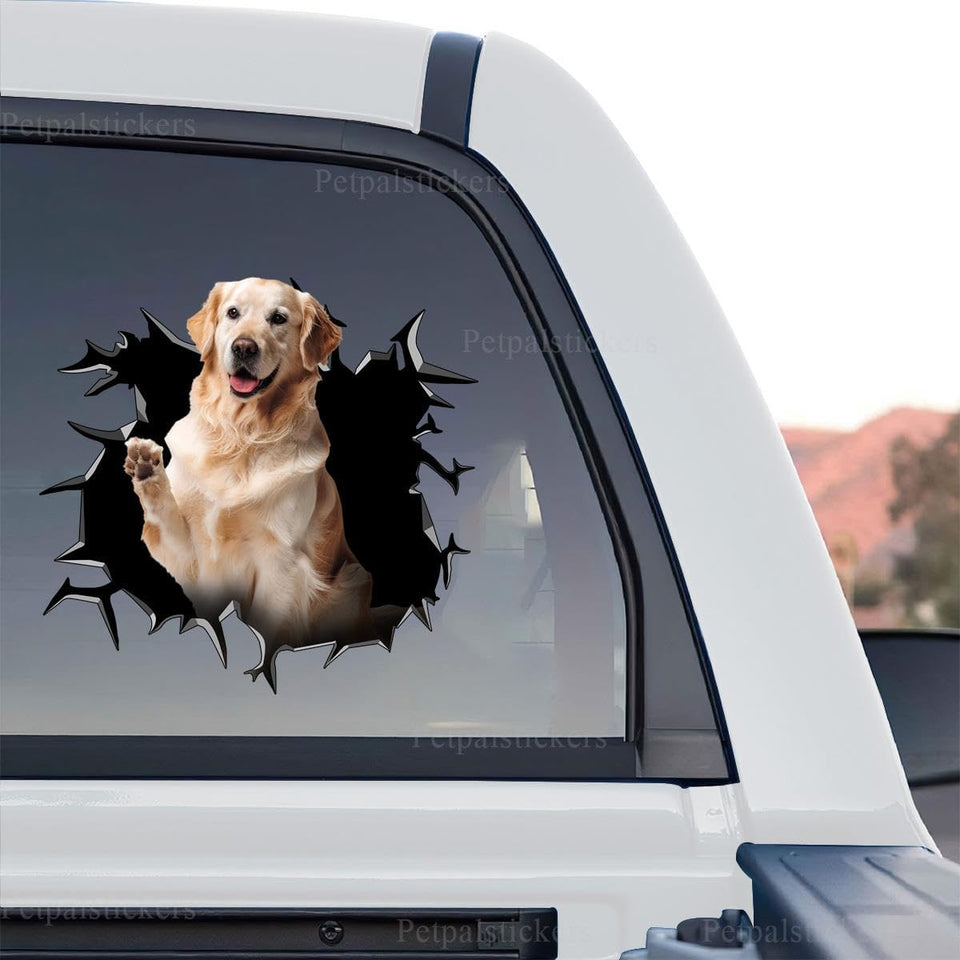 Detailed Golden Retriever graphic decal artwork shown as a standalone product design on a transparent background.