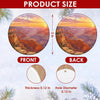 Product size chart showing the 3-inch circular dimensions and double-sided print of the ornament.