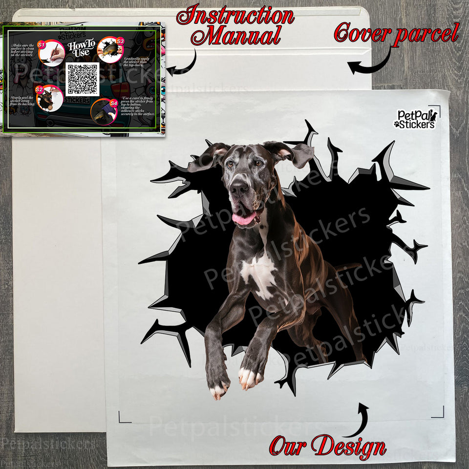 Protective shipping package containing the Great Dane vinyl decal safely.