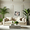Charming dog art vinyl sticker mounted as a decorative accent on an interior room wall.