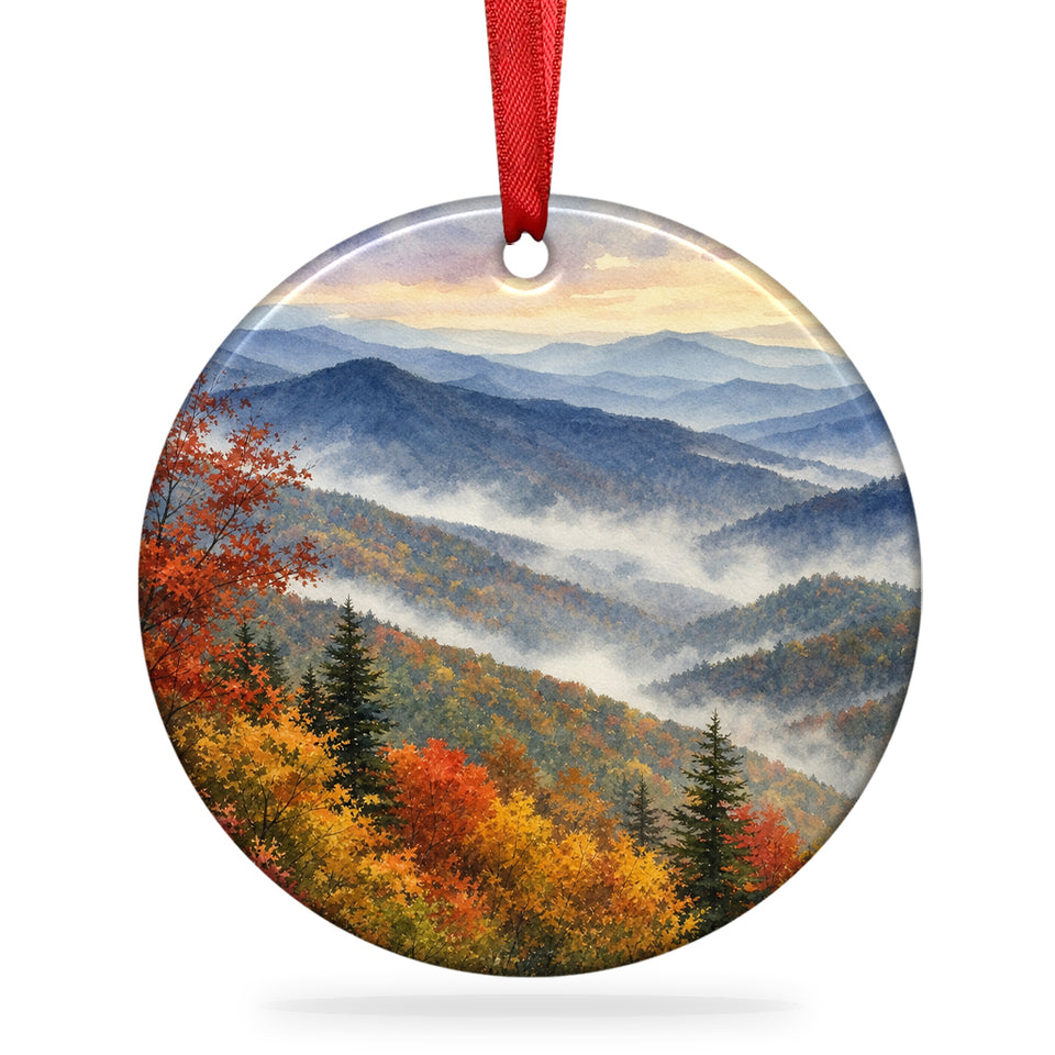 Great Smoky Mountains Christmas ornament shown centered on a plain white background.
