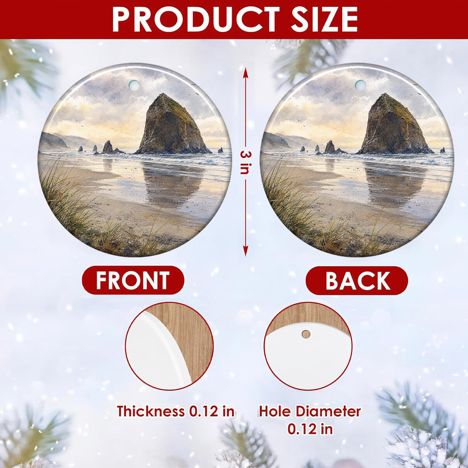Illustrated size chart showing the 3-inch circular dimensions and double-sided print.