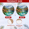 Product size chart diagram displaying the three-inch round dimensions and double-sided ceramic print.