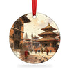 Kathmandu Durbar Square Christmas ornament displayed against a clean white background.