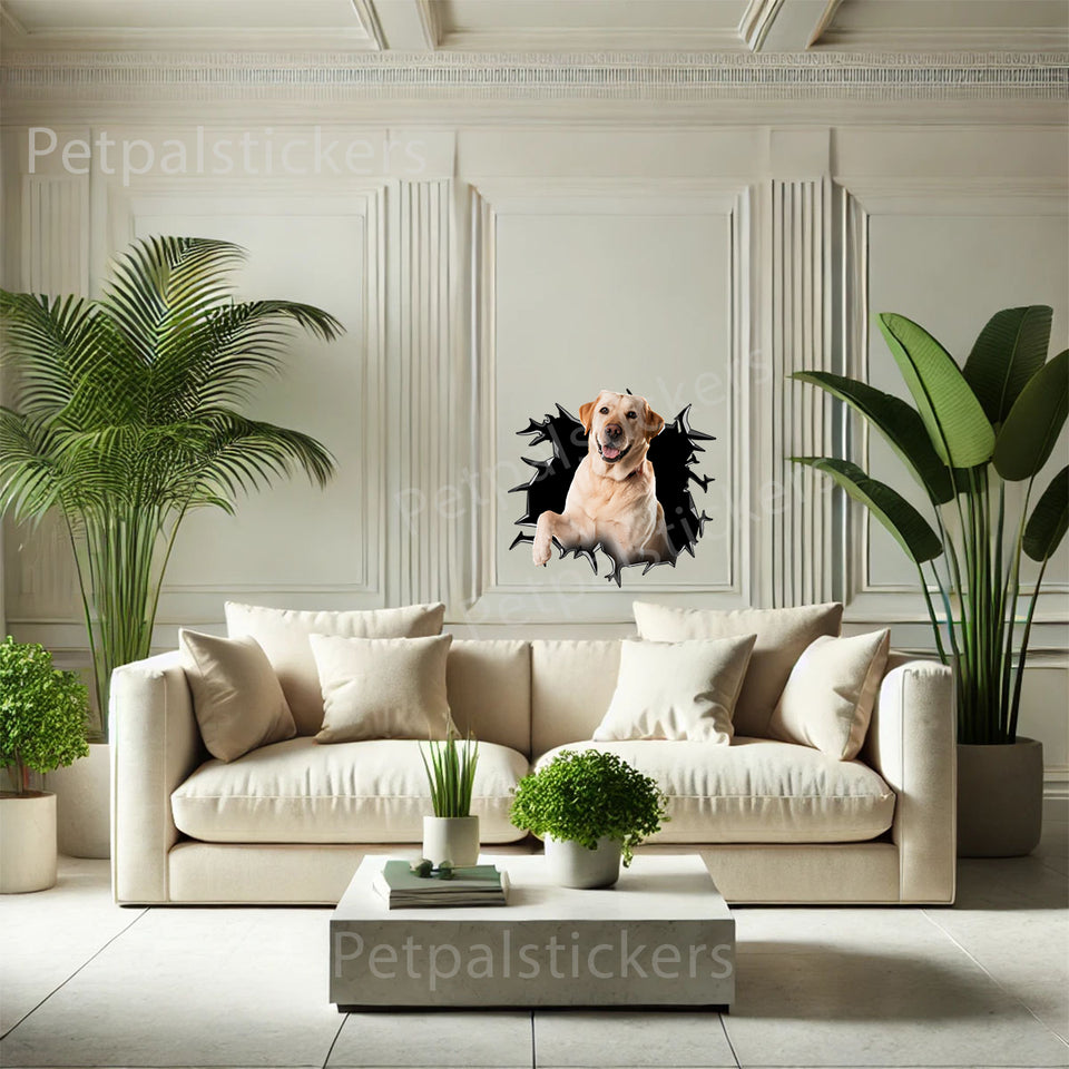 Decorative Lab graphic decal mounted neatly onto a smooth interior wall surface.