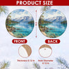 Product size chart diagram highlighting the 3-inch dimensions and double-sided ceramic print.