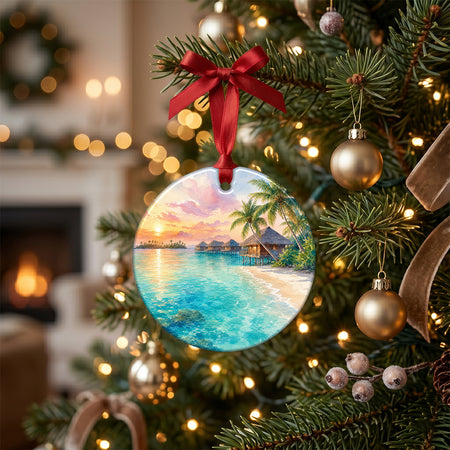 Festive keepsake arranged on a holiday table surrounded by natural pinecones and warm candlelight.