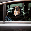 Realistic 3D Mastiff graphic decal applied smoothly to the exterior of a dark car door.