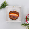 Utah sunrise ceramic ornament packaged neatly inside an opened white gift box