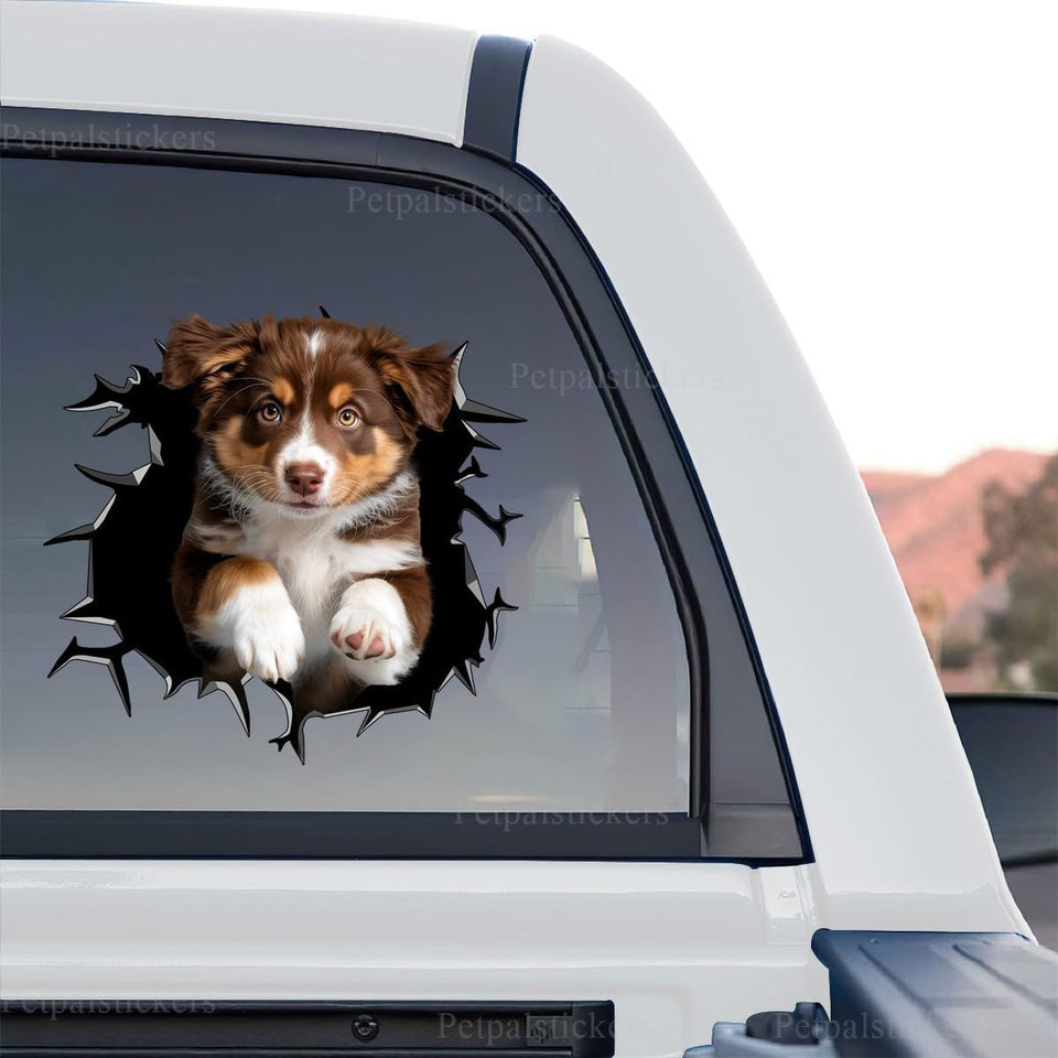 Vibrant Mini Aussie graphic in a standalone product design on clear vinyl backing.
