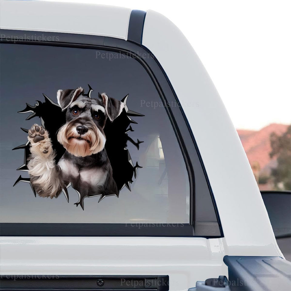 Clear standalone product design featuring a playful Miniature Schnauzer face decal.