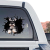 Miniature Schnauzer graphic decal with cracked glass effect shown as a standalone product design.