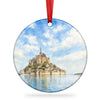 Mont Saint-Michel Christmas ornament displayed against a clean white background.