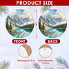 Product size chart displaying the three-inch round dimensions and double-sided ceramic print