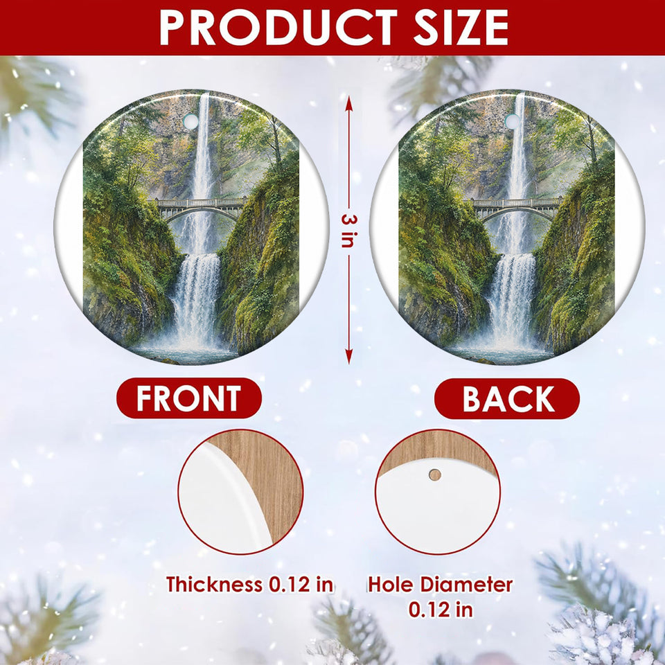 Product size chart diagram displaying the three inch round ceramic dimensions and double sided print.