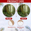 Detailed size chart showing the 3-inch dimensions and two-sided print of the ceramic ornament.