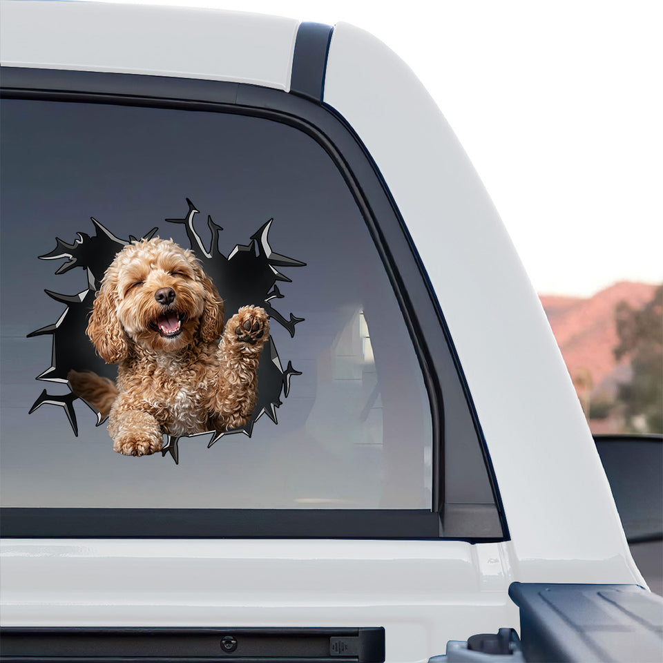 Glossy Petpal vinyl sticker applied cleanly to the rear window of a truck outdoors.