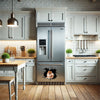 Cute Pomeranian cracked glass sticker placed on a stainless steel refrigerator.